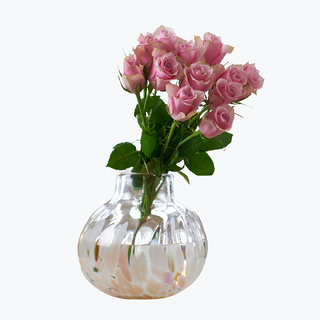Jubileumsvasen Lykke med rosa roser